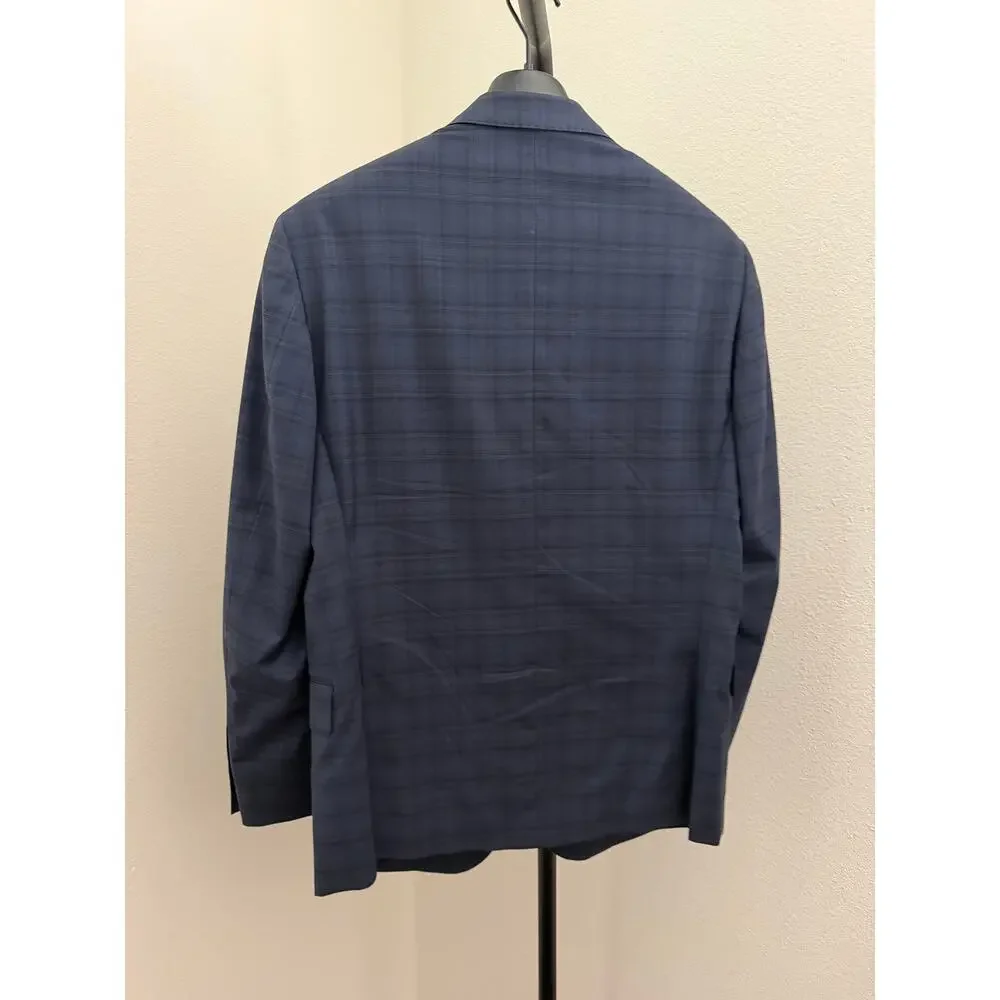 Michael kors blue plaid suit jacket size 38 S